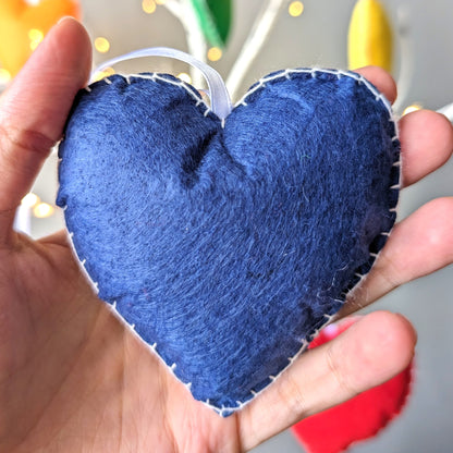 Rainbow Hearts Ornaments - Made of Felt - Set of 6